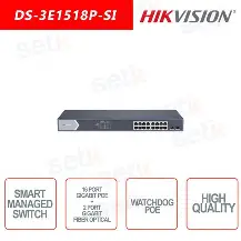 Switch 16 Puertos Gigabit Smart 2 Puertos Fibra Hikvision
