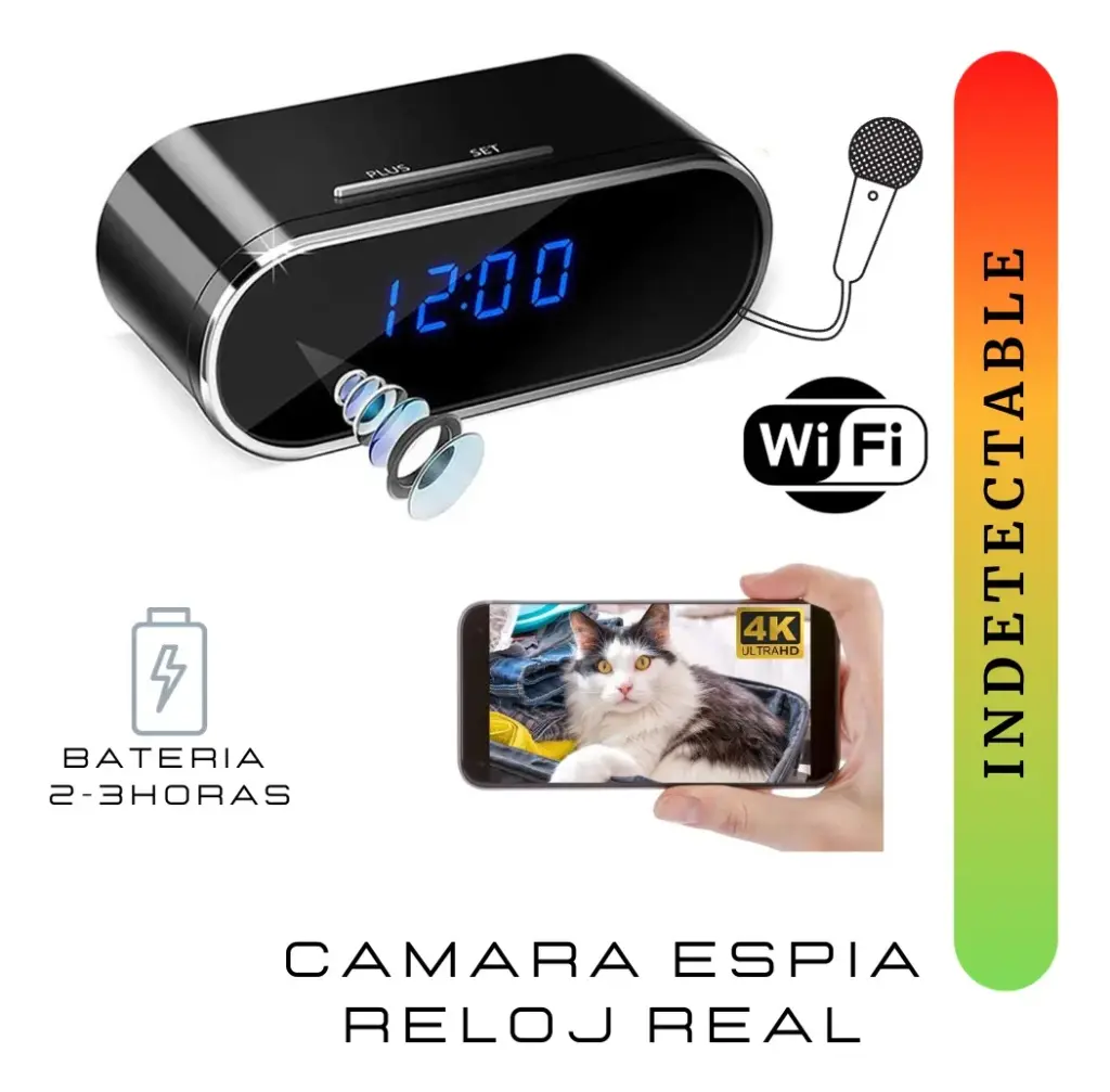 Camara Espía Wifi Reloj Recargable Microfono Audio Video