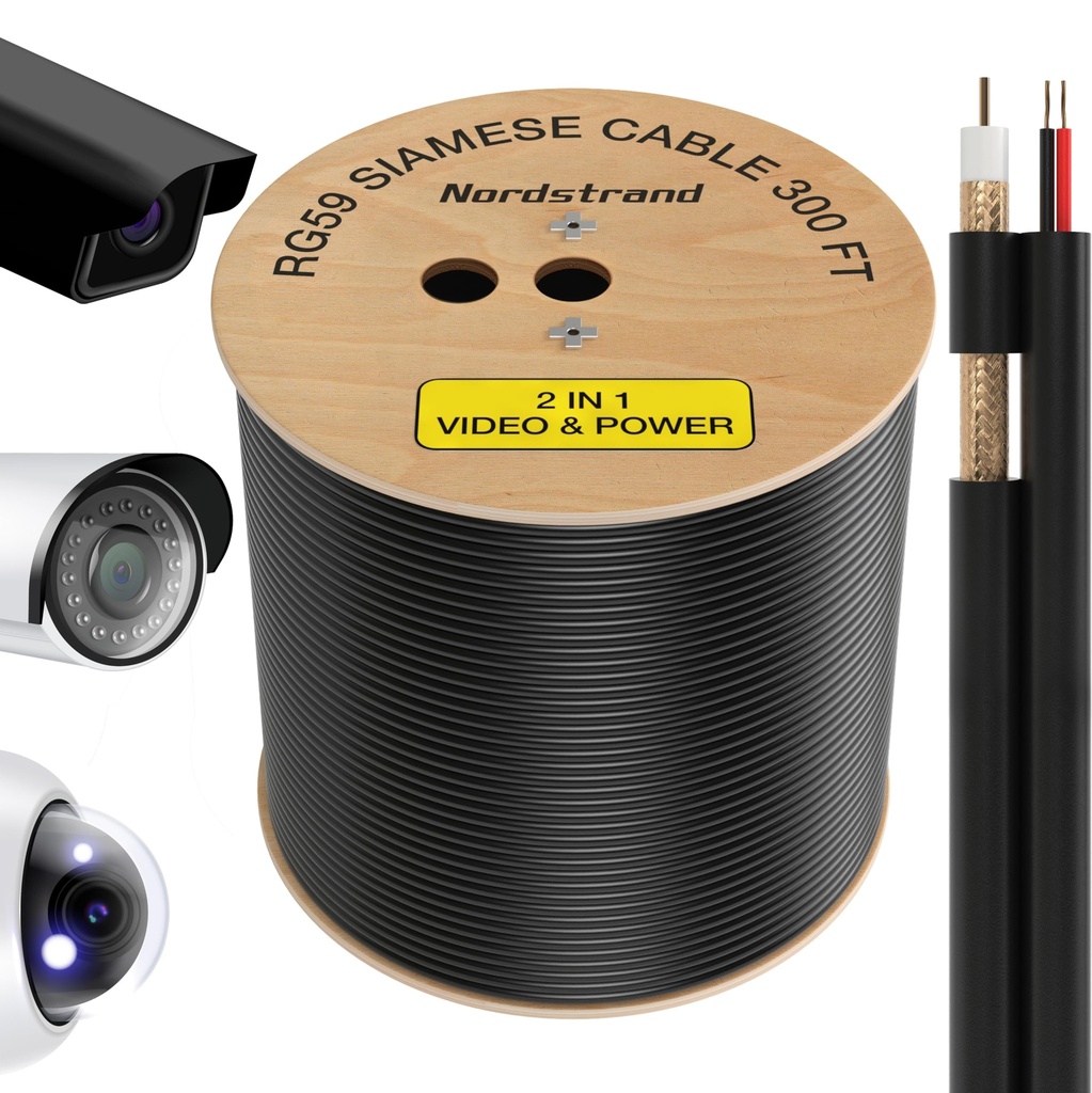 Cable siames, por pies, negro/blanco