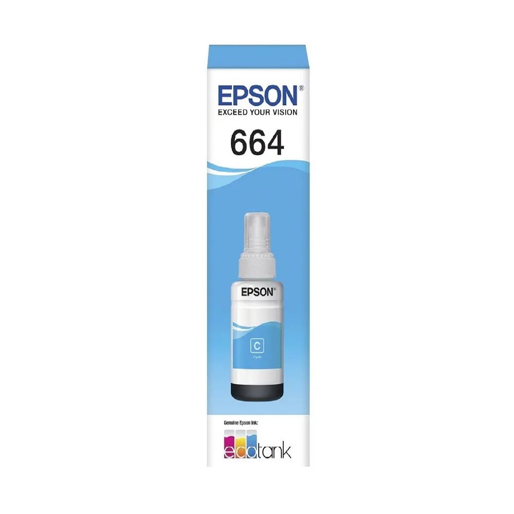 Botella de tinta Epson 664 cyan para impresora L110, L120, L200, L210, L350, L355, L555