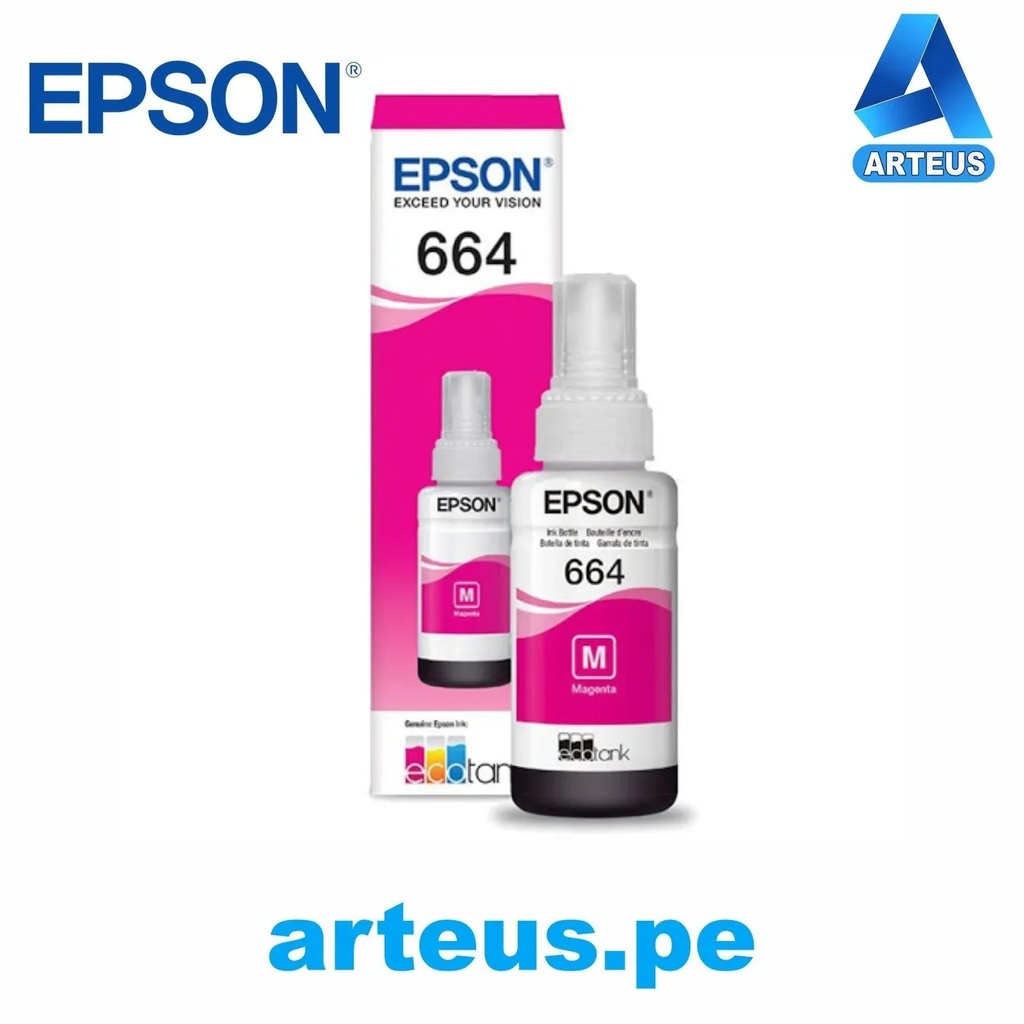 Botella de tinta Epson 664 magenta para impresora L110, L120, L200, L210, L350, L355, L555