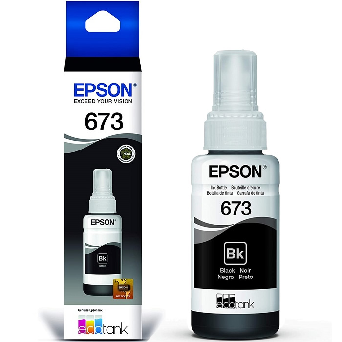 Botella de tinta Epson 673 negro para impresora L805, L810, L850, L1800 . tramo 3 jaula