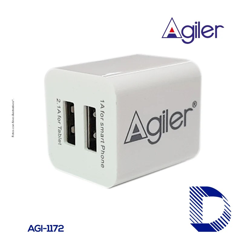 Cargador USB de pared Agiler p/CELULARES,MP3 , cámaras y ipad, cualquier dispositivo que
