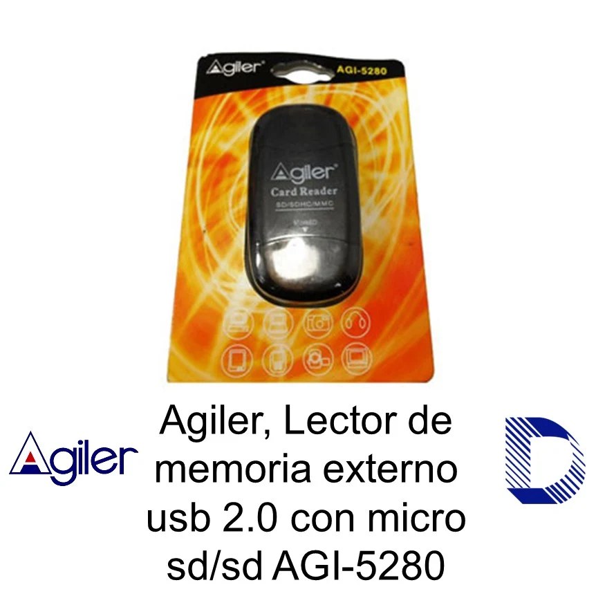 Lector de memoria Agiler externo USB 2.0 con micro SD/SD (agi-5280)