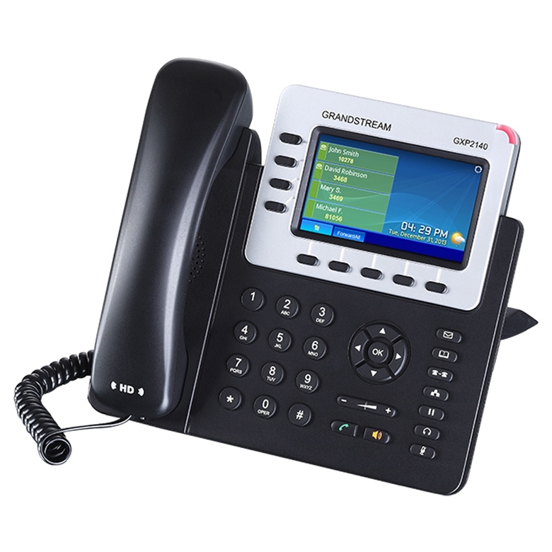 Teléfono IP grandstream GXP-2140, 4 line, 4 cuentas sip, pantalla LCD a color 4.3", audio