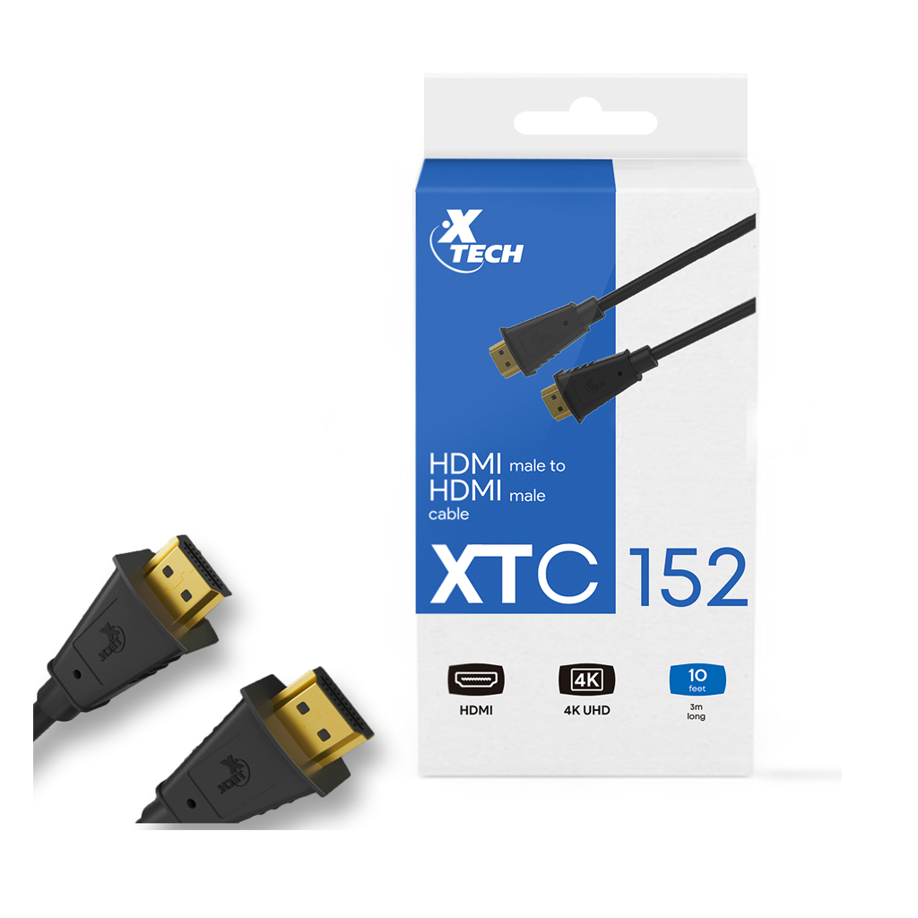 Cable HDMI Xtech, 10 pies, negro