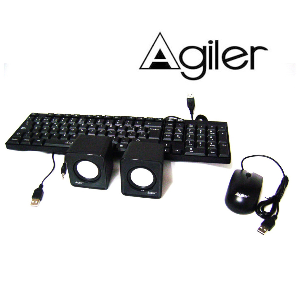 Teclado mouse bocina combo Agiler, usb, black, (agi-9880)