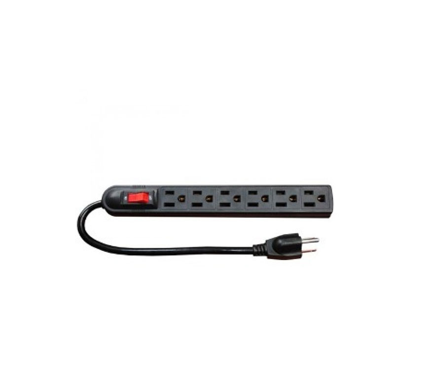 Regleta Agiler de 6 tomas 110V, 2.5 pies de cable, negro