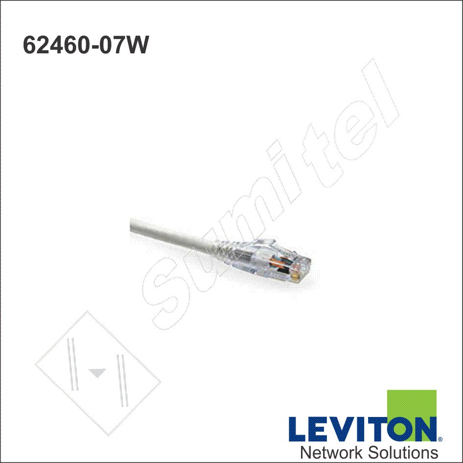 Patch cord leviton, cat 6, 7FT, blanco