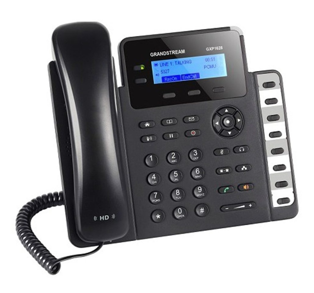 Teléfono IP grandstream GXP-1628, 2 line, 2 cuentas sip, audio HD, gigabit ethernet y POE