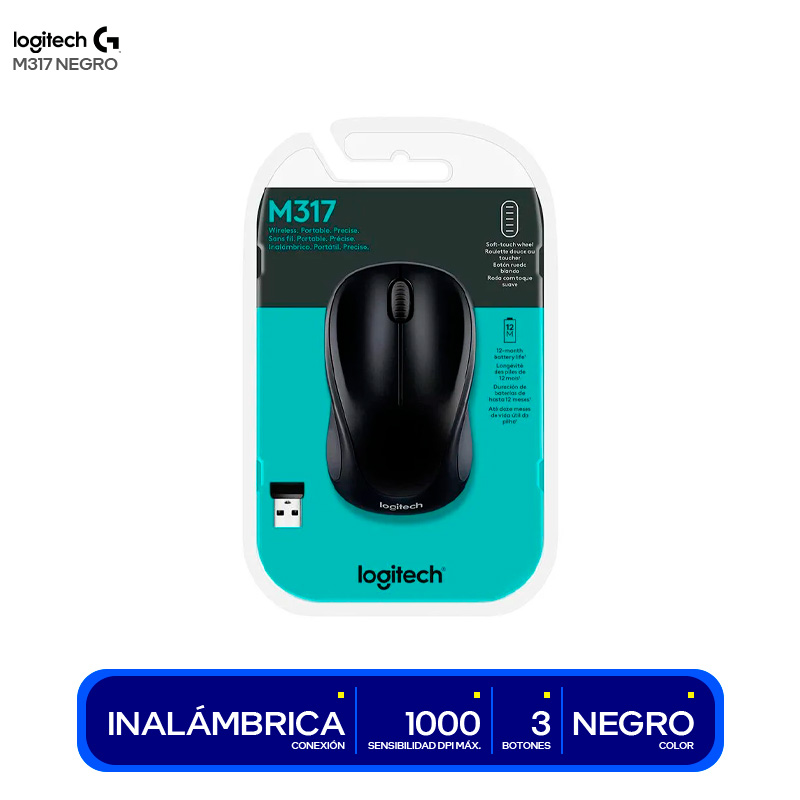 Mouse Logitech M317 inalámbrico óptico (negro) USB nano receiver