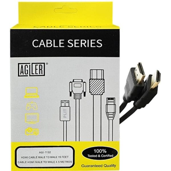 Cable HDMI Agiler, 15 pies, negro