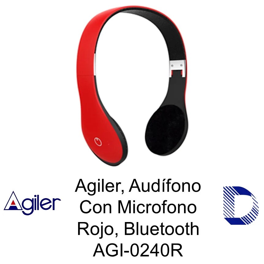 Audífono Agiler, bluetooth con TF card, FM, rojo