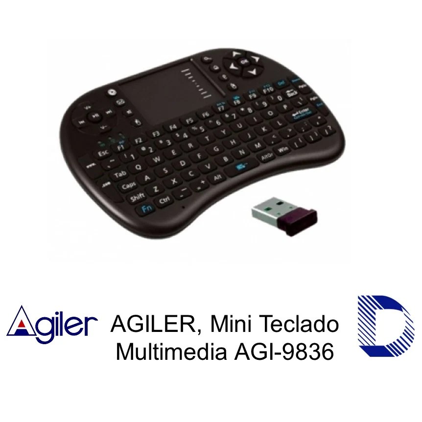 Teclado Agiler inalambrico, multimedia 2.4 GHZ, black, (agi-9836)