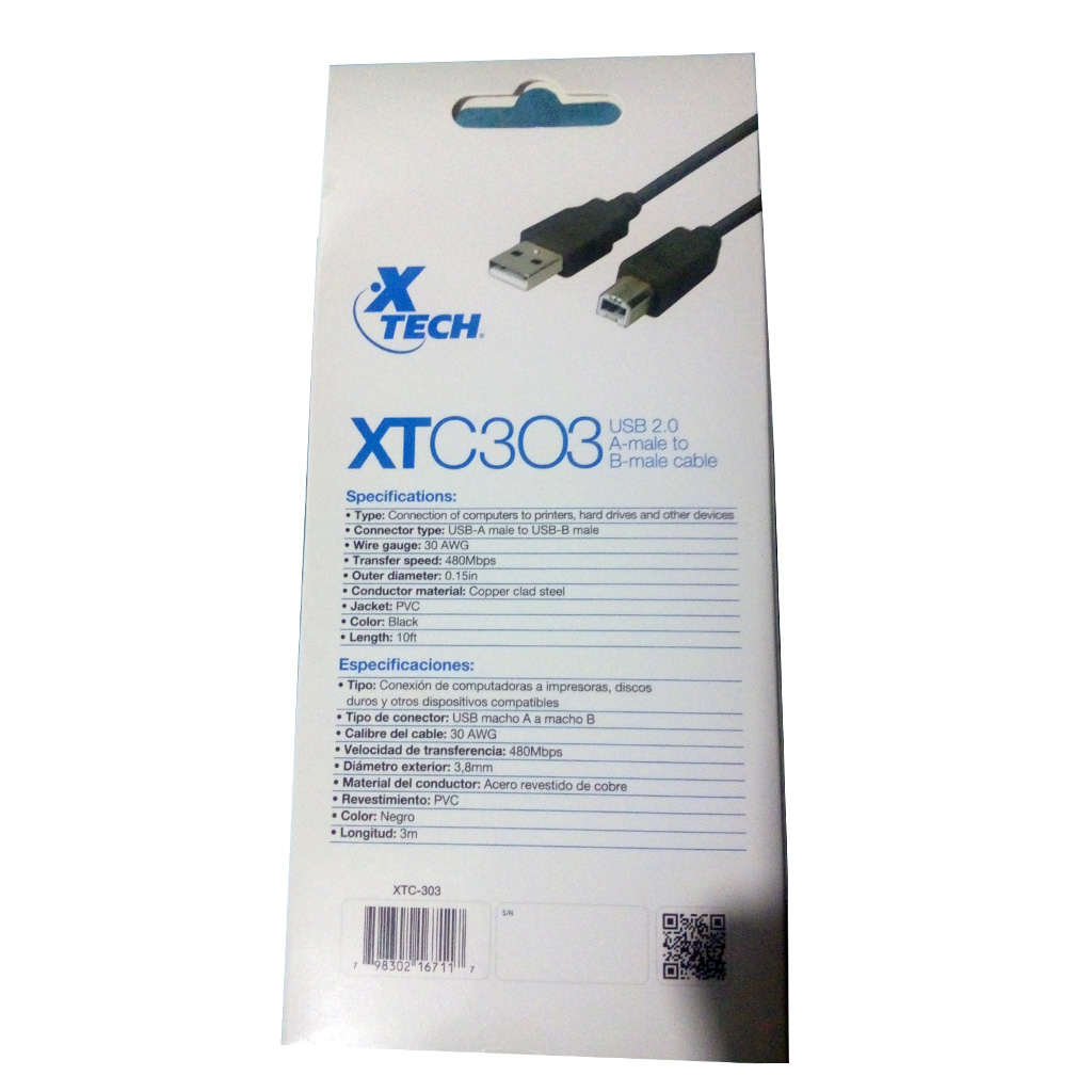 Cable Xtech USB para imrpesora 10FT (XTC-303)