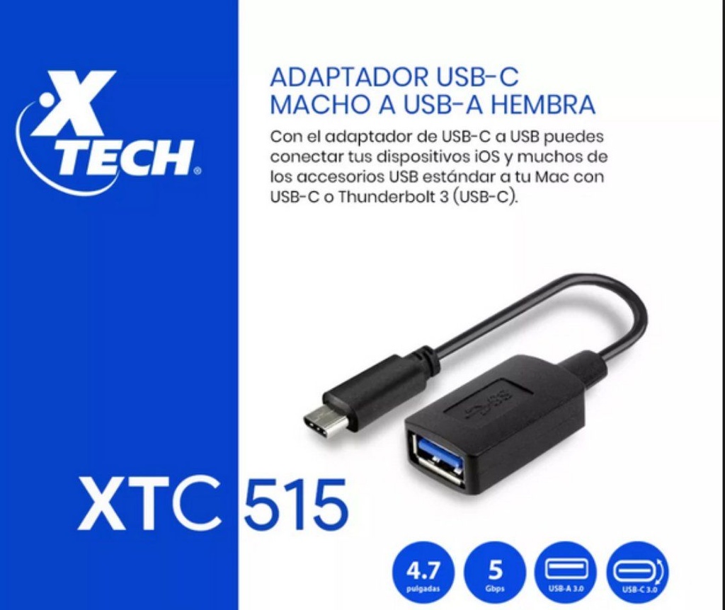 Adaptador Xtech USB type C, a USB 3.0 (XTC-515)