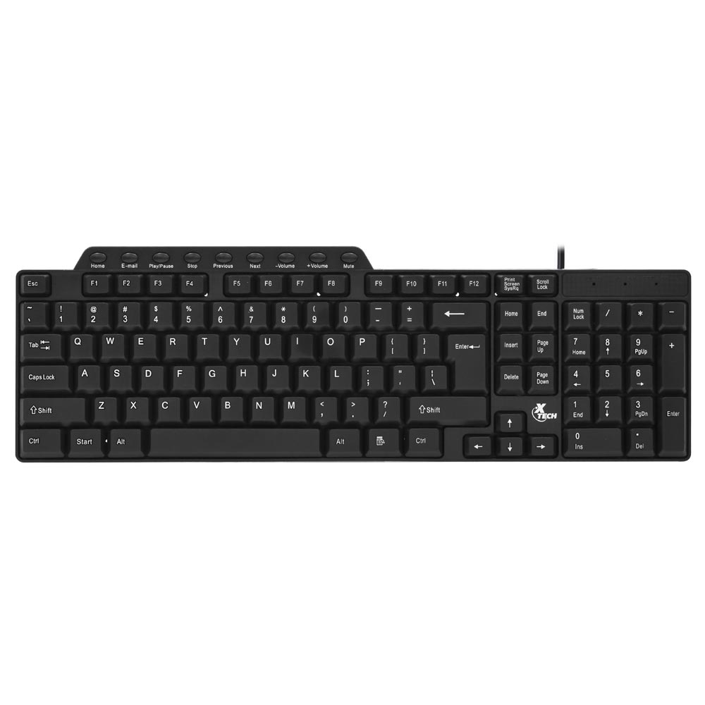 Teclado Xtech USB estandar negro, ingles (XTK-160E)