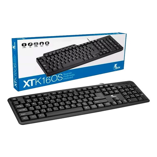 Teclado Xtech USB estandar negro, espñol (XTK-160S)