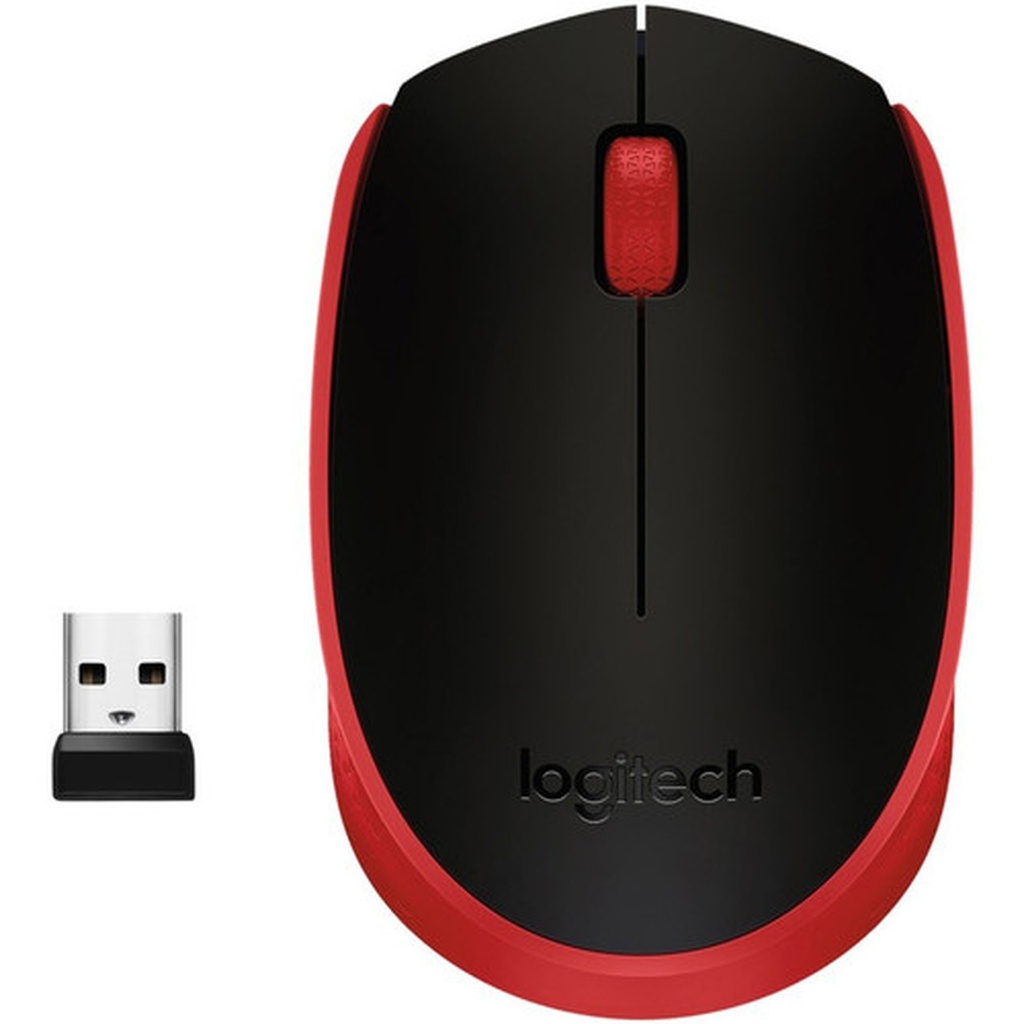 Mouse Logitech M170 inalámbrico optico, receptor usb, rojo