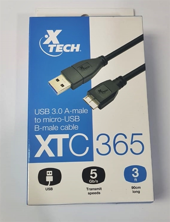 Cable Xtech XTC-365 USB 3.0 a micro USB macho tipo B, 3FT, negro.(xtc-365)