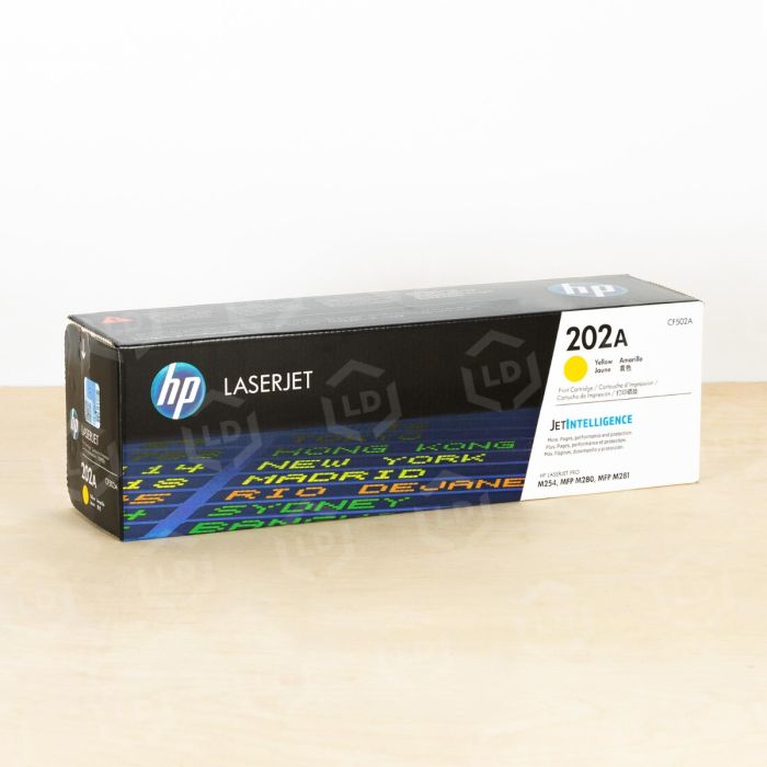 Tóner HP 202A CF502A amarillo 1,300 páginas