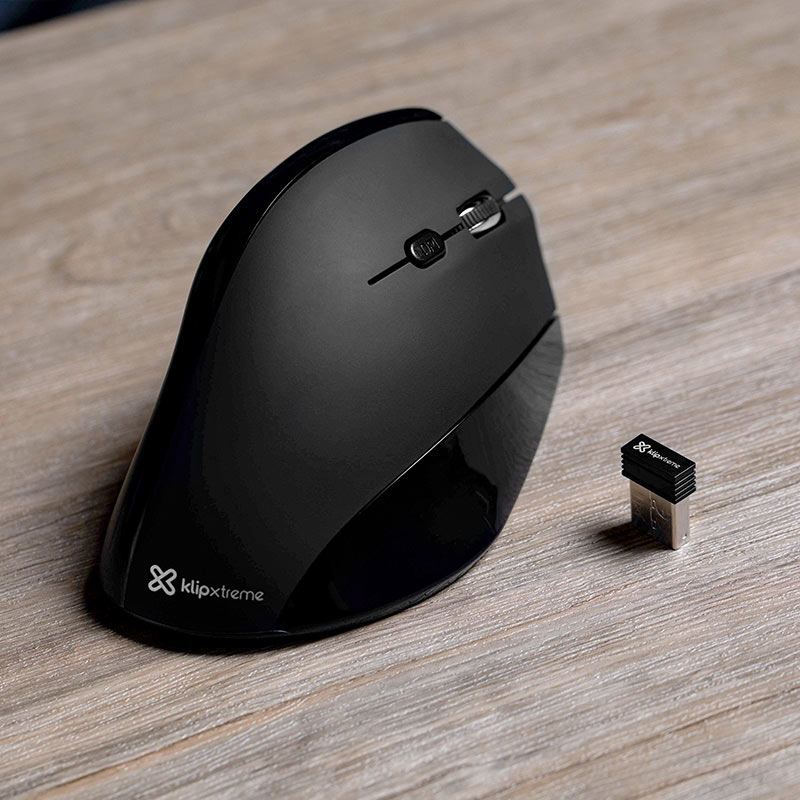 Mouse wireless Klip Xtreme vertical, ergonomico, 2.4 GHZ,800/1200/1600DPI
