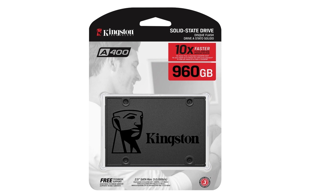 Disco de estado solido Kingston SSD 960GB, 2.5", SATA3, lectura: 500MB/S, escritura 450MB/s