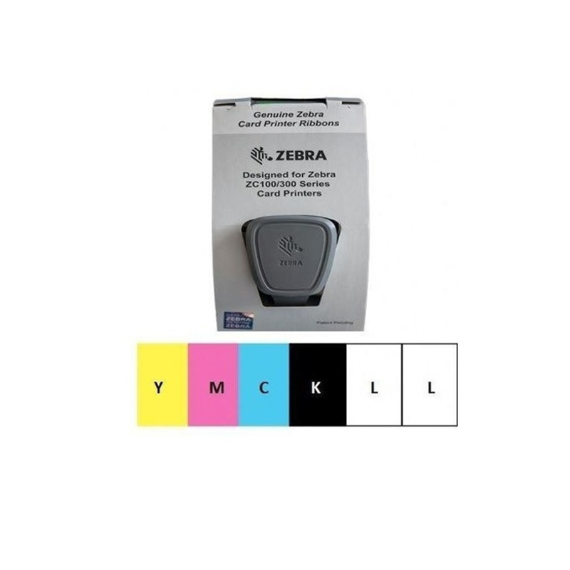 Cinta para impresora de tarjetas zebra ZC300, color ymckll, rendimiento de 200 impresiones