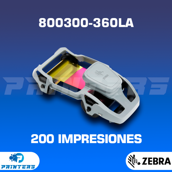 Cinta para impresora de tarjetas zebra ZC300, color ymckok, rendimiento de 200 impresiones