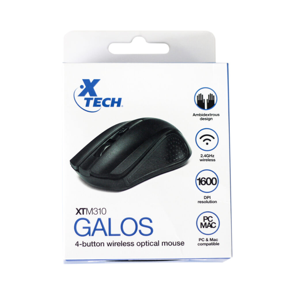 Mouse Xtech gaming wireless, 1600DPI, 4 botones, negro, XTM-310BK