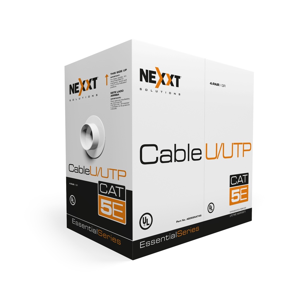Rollo de cable UTP CM Nexxt, cat-5E, 1000 pies, (AB355NXT07)