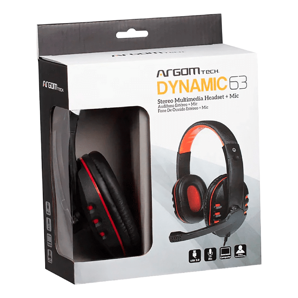 Audífono Argom con microfono dynamic 63, estéreo, longitud del cable 6 pies con entrada USB