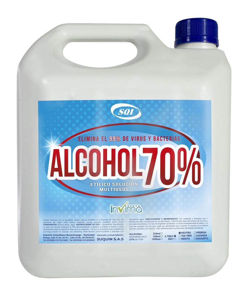 Galon alcohol isopropilico al 70%