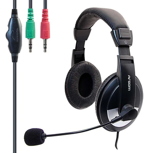 Audífono Argom pro 75 stéreo, longitud del cable: 1.8M (6 pies) con micrófono