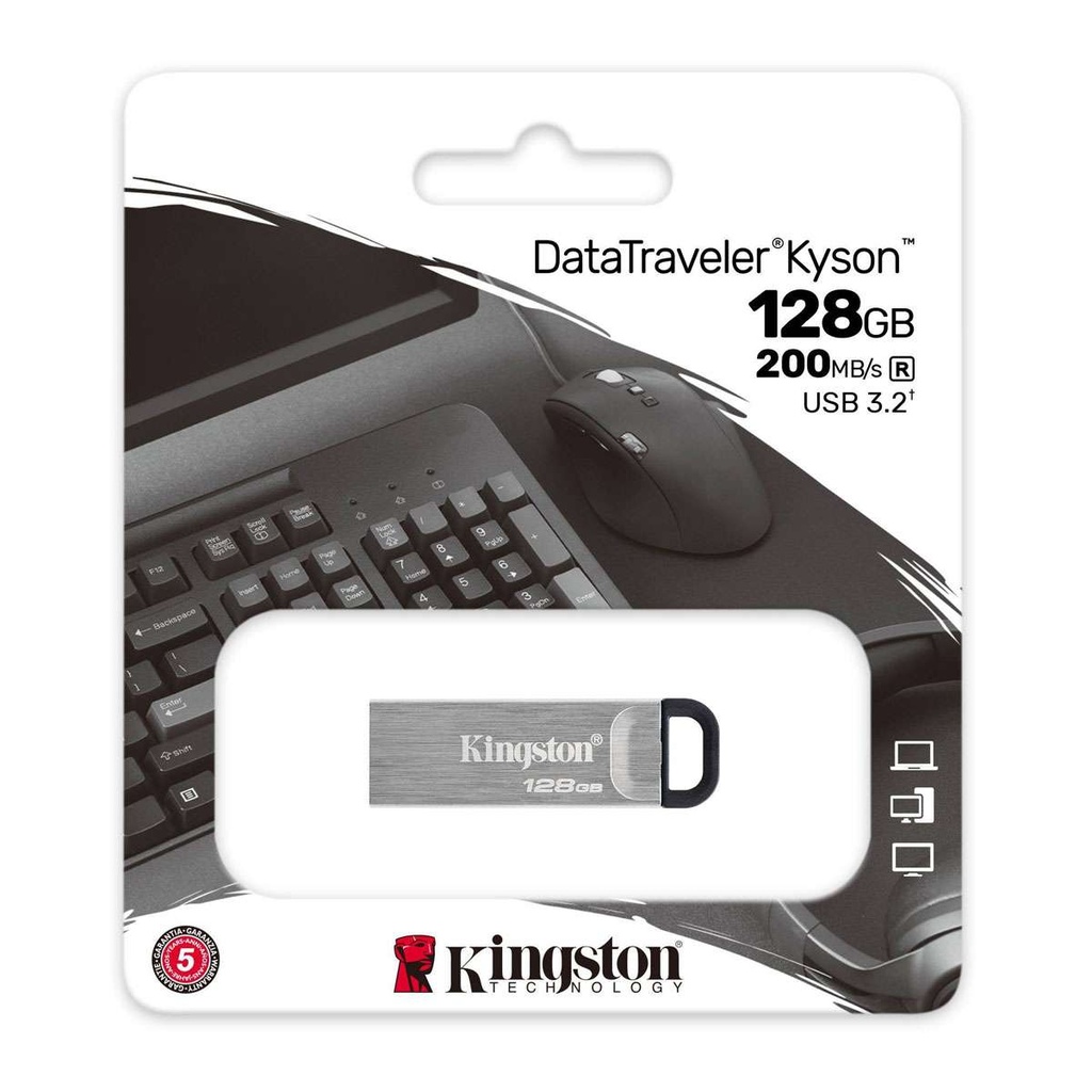 Memoria USB 128GB Kingston, 3.2 data traveler kyson G1, plateado