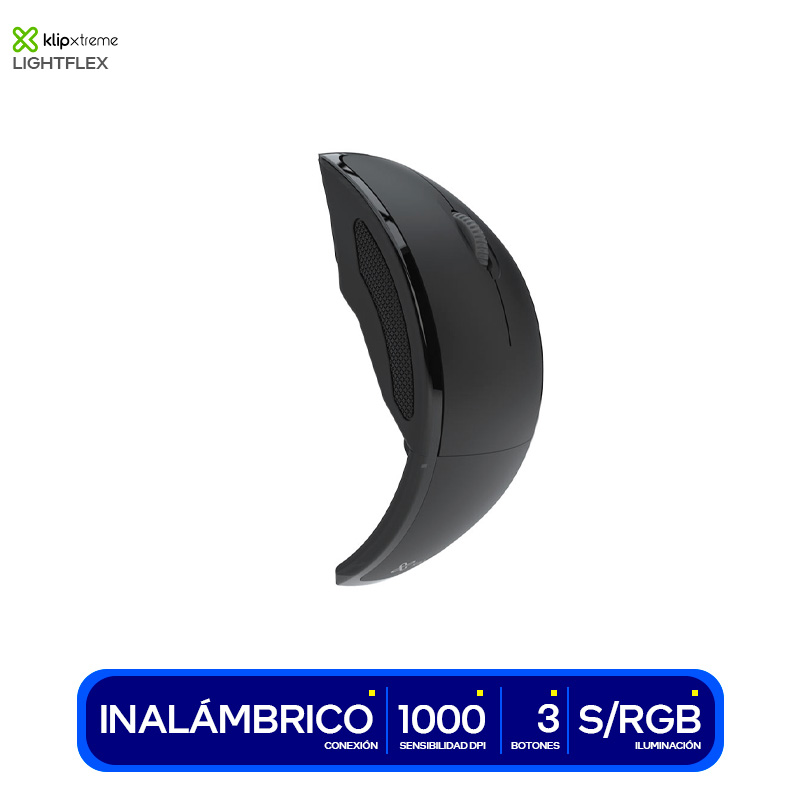 Mouse inalámbrico Klip Xtreme lightflex, plegable 3 botones 2.4 GHZ, 1000 dpi, gris (KMW-375GR)