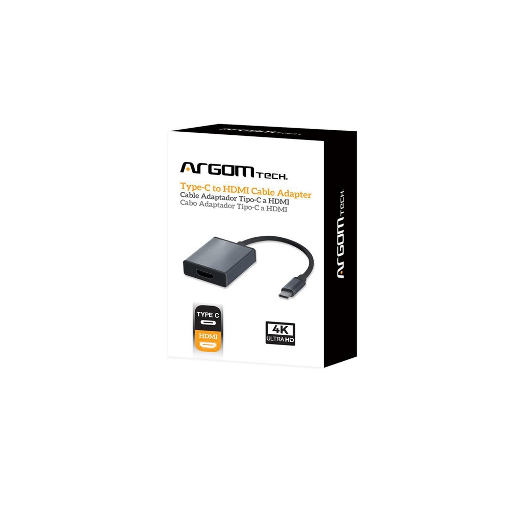 Cable HDMI Argom, 10 pies, trenzado negro, carcasa metalica premium dorada/plateada