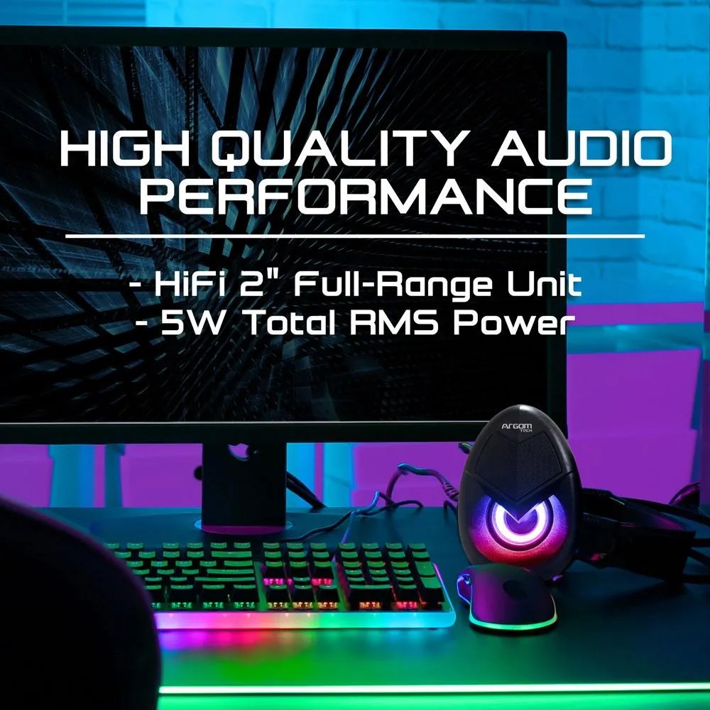 Bocina Argom combat gaming (SP62), usb, hi-fi audio, AUX(3.5MM), 5 watts