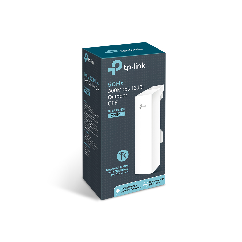 Access point TP-Link CPE510, 5.0GHZ/300MBPS, 13DBI antenna, 1 puerto LAN POE + 1 puerto LAN