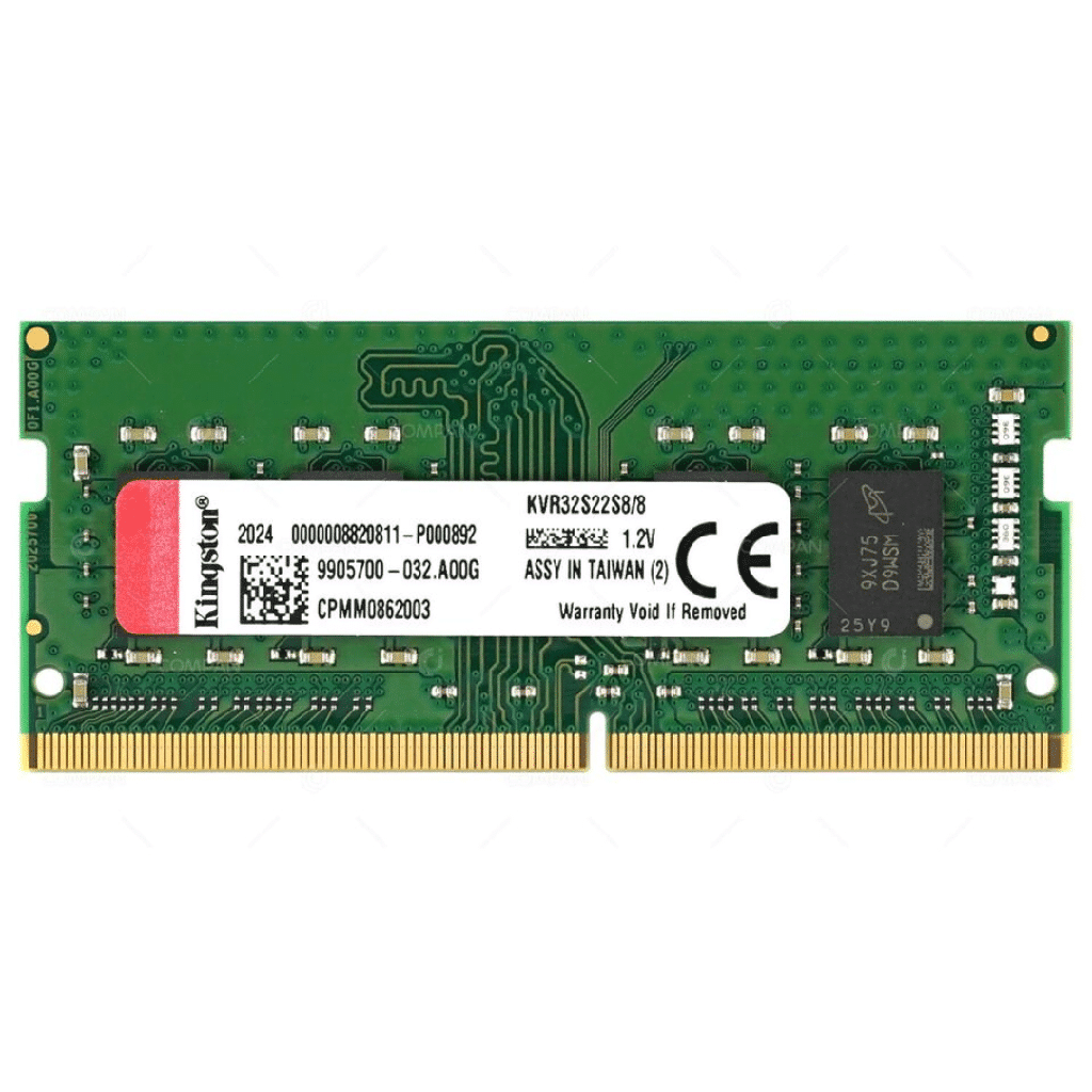 Memoria 8GB (1X8) Kingston p/laptop, 3200MT/s DDR4 non-ecc CL22 sodimm 1RX8, DDR4 3200MT/s