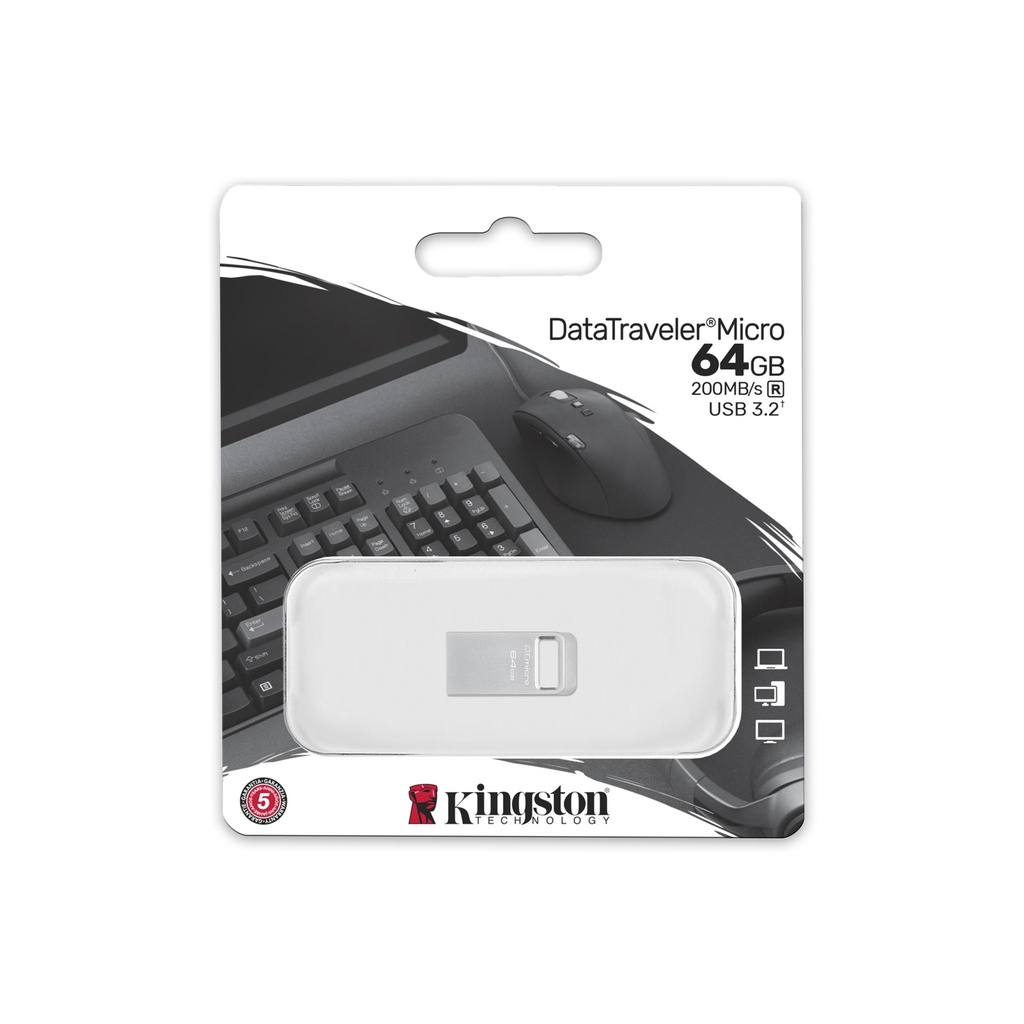 Memoria USB 64GB Kingston datatraveler micro, 200MB/s metal USB 3.2 gen 1