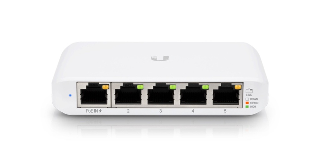 Switch 5 puertos Ubiquiti flex mini, layer 2 administrable/desktop, 5 puertos