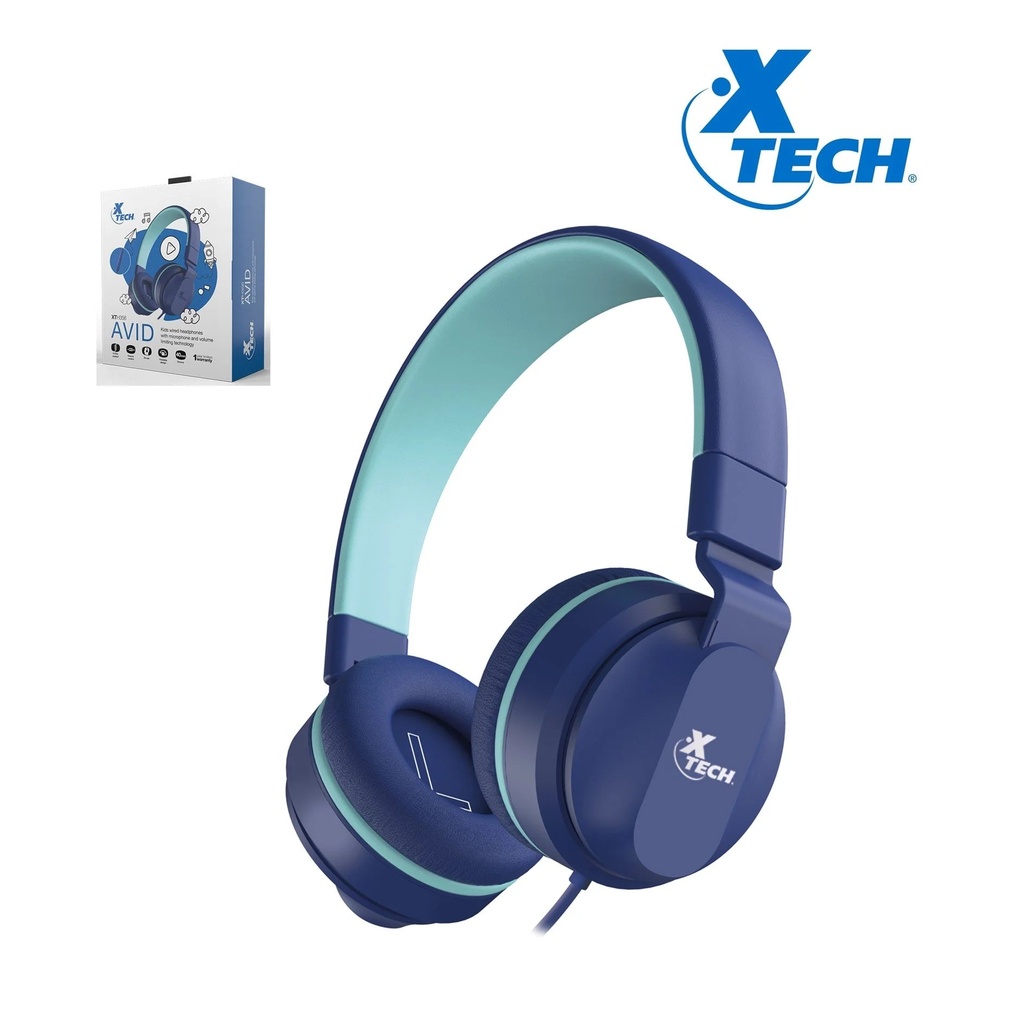 Audífono con microfono Xtech avid, 3.5MM , control de volumen, resistente al sudor, blue