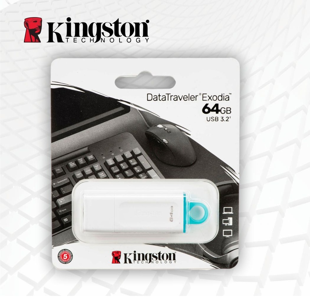 Memoria USB 64GB, Kingston data traveler exodia, USB 3.2 (rojo)
