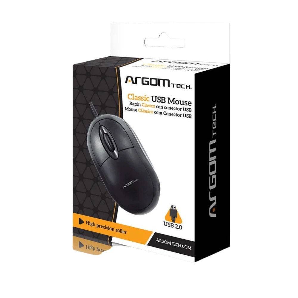 Mouse Argom usb, retráctil , resolución 1000 dpi, plug & play, ahorro de espacio, rodillo