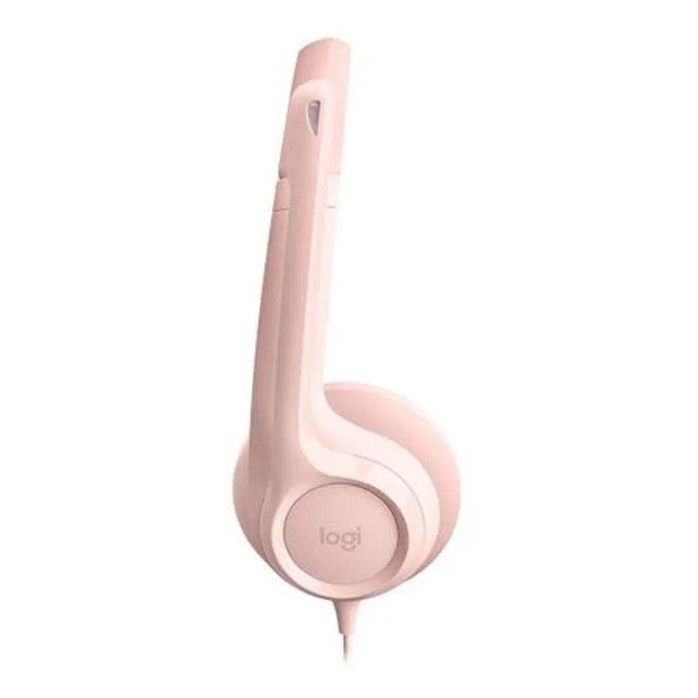 Audífono con microfono Logitech H390 PC rosado, internet clear chat confort usb, con noise