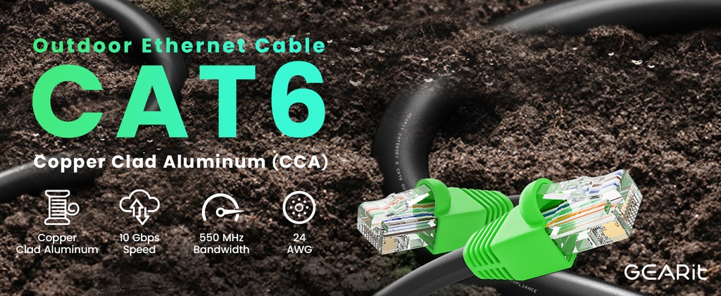 Rollo de cable UTP click-cam CAT6 1,000 pies, 30% cobre, 0.5MM, negro, exterior