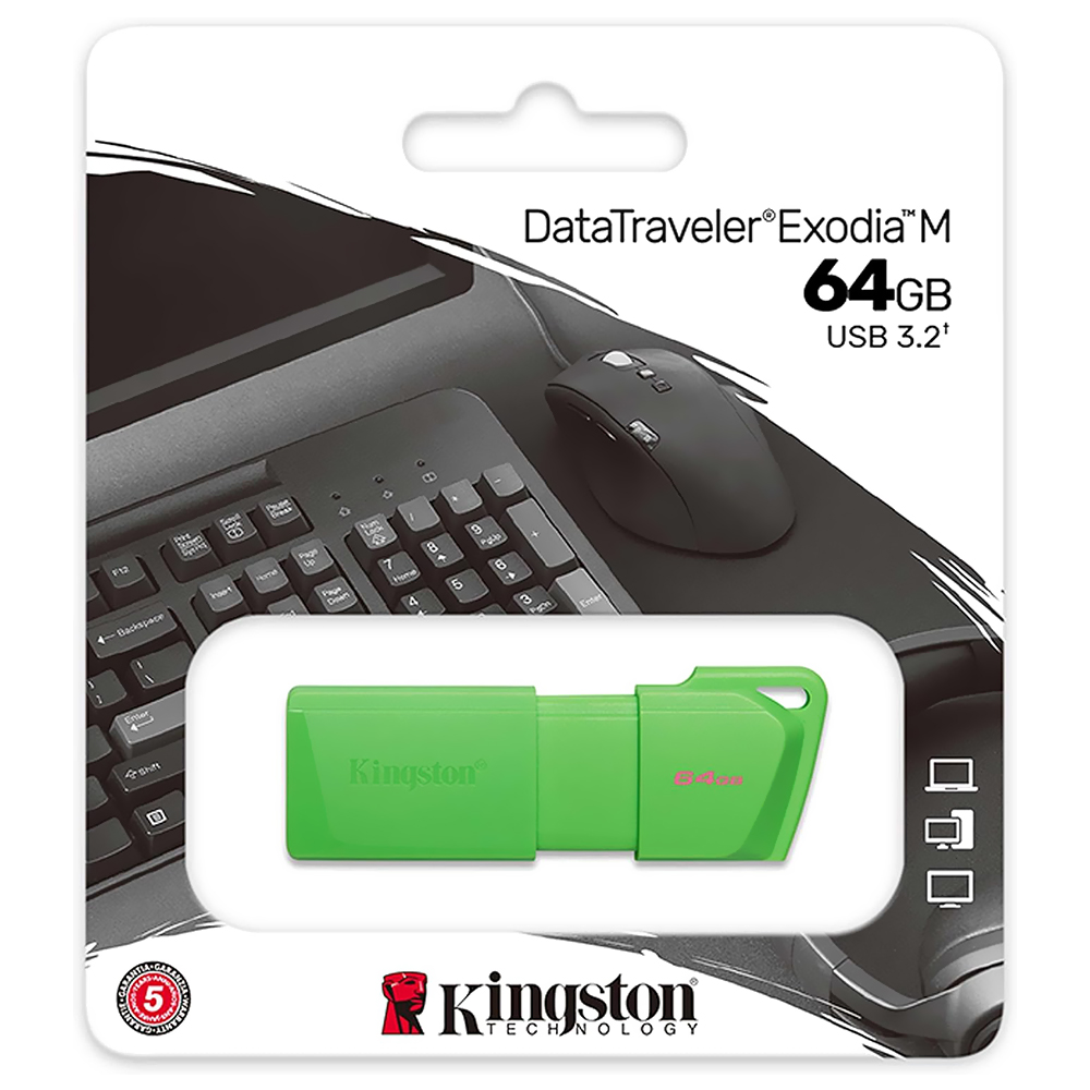 Memoria USB 64GB Kingston, 3.2 GEN.1 datatraveler exodia (verde neon)