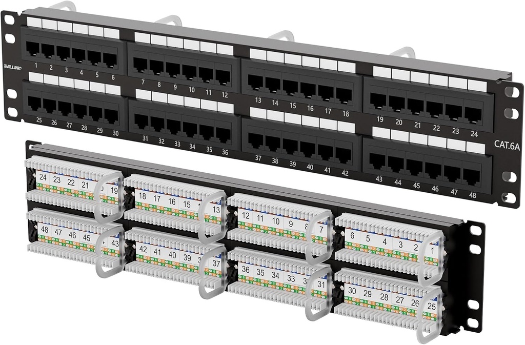 Patch panel click cam de 48 puertos, CAT6, 2U