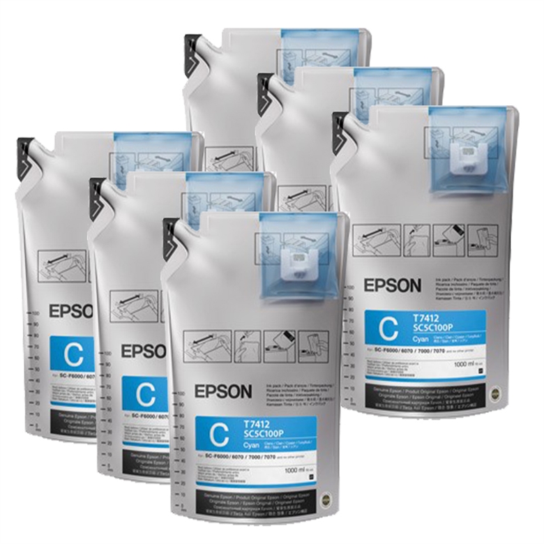 Bolsa de tinta Epson ultrachrome T741220 cyan 1 bolsa de 1000ML para F6200, F7200, F9370